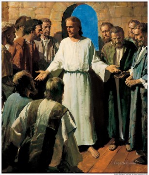 クリスチャン・イエス Painting - 私の手と足を見てください ハリー・アンダーソン 宗教的キリスト教徒
